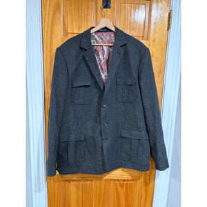 Paisley & Gray Wool Blend Blazer 48R Charcoal Pocket Jacket Slim Fit